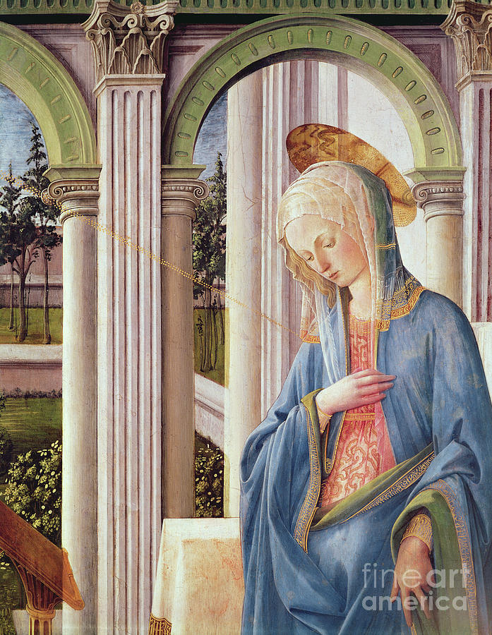 The Annunciation Detail Of The Virgin Mary Oil On Panel Detail By Fra Filippo Lippi by Fra Filippo Lippi