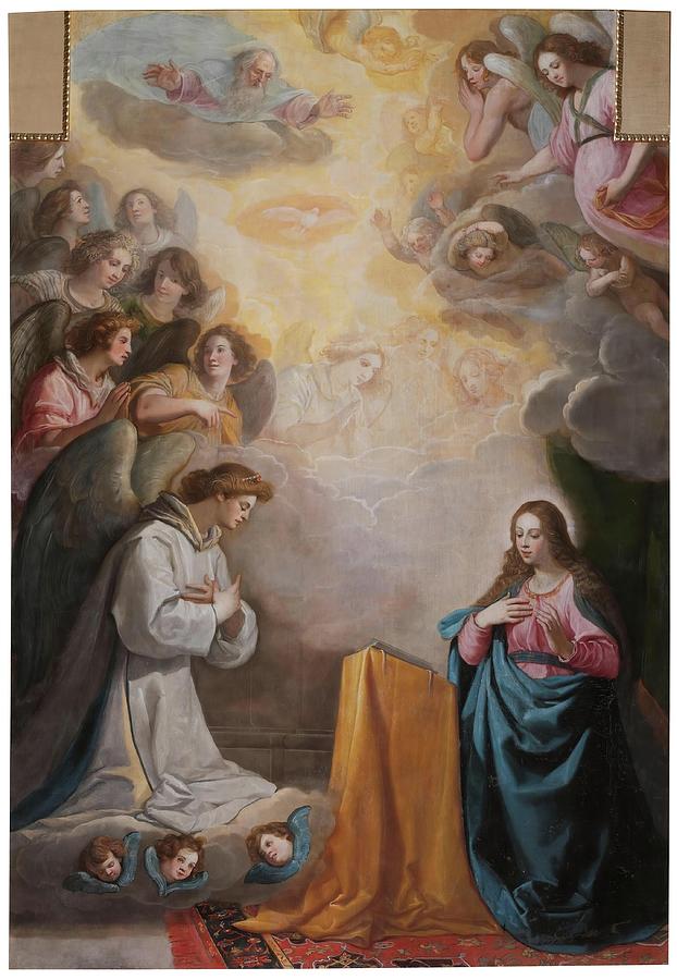 The Annunciation. Late XVI - Primer tercio del siglo XVII century. Oil on ca... Painting by Vincenzo Carducci -c 1576-1638-