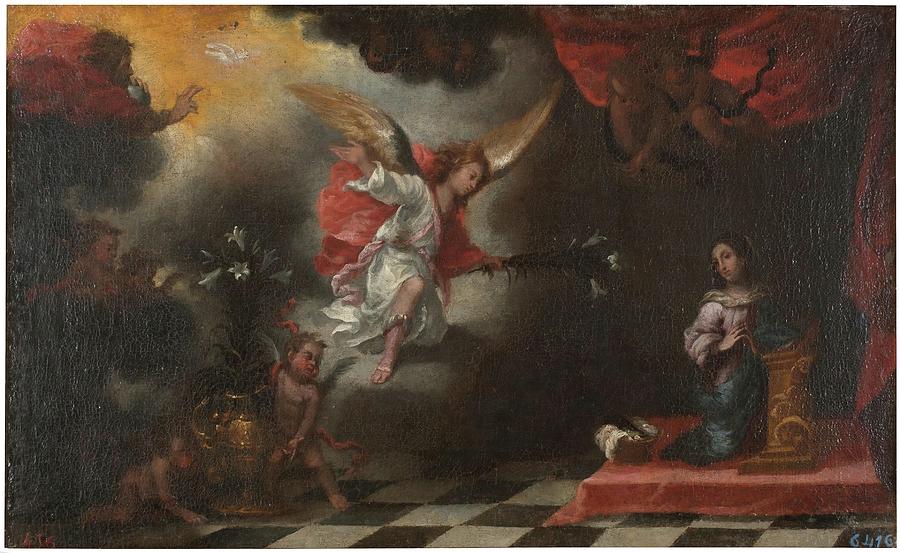 The Annunciation. Second half of the XVII centu... Painting by Francisco Antolinez Y Sarabia
