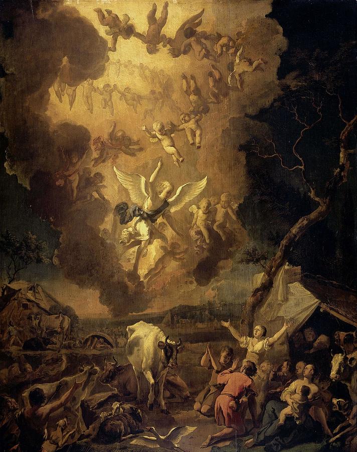 The Annunciation to the Shepherds. Painting by Abraham Danielsz Hondius