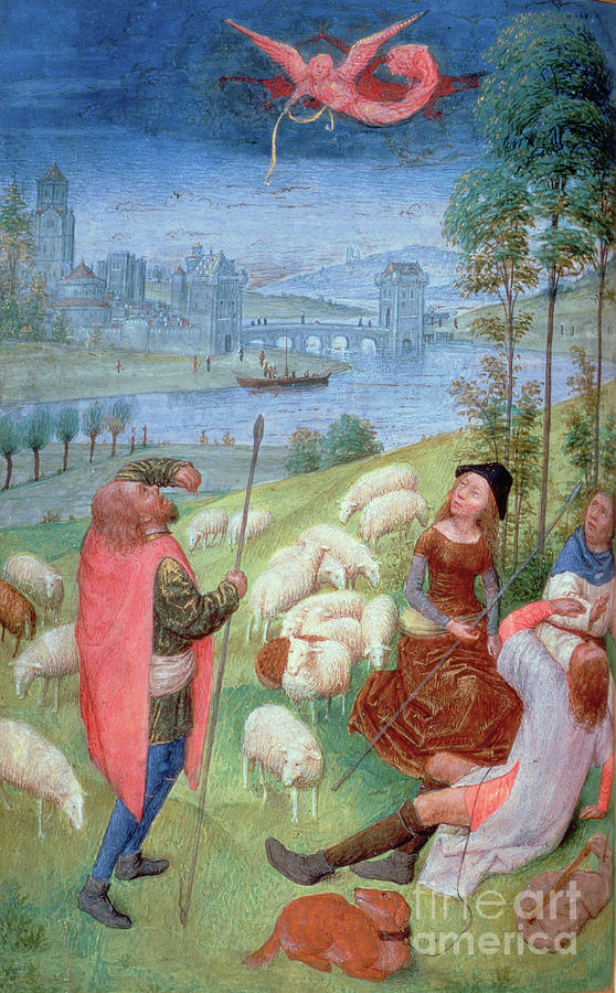 The Annunciation To The Shepherds, From The Huth Hours Painting by Simon Marmion