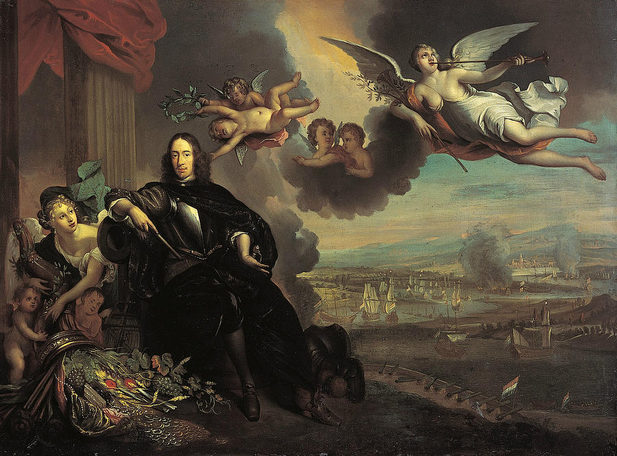 The Apotheosis of Cornelis de Witt, with the Raid on Chatham in the Background Painting by After Jan de Baen