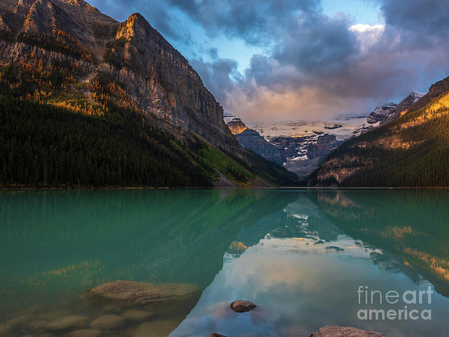 The Aqua Waters of Lake Louise at Dawn Photograph by Mike Reid