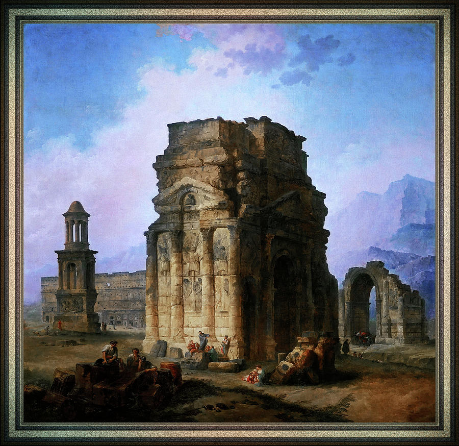 The Arc de Triomphe and the Theatre of Orange by Hubert Robert Painting by Rolando Burbon
