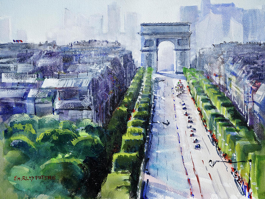 The Arc de Triumph, in Paris Painting by Shirley Peters