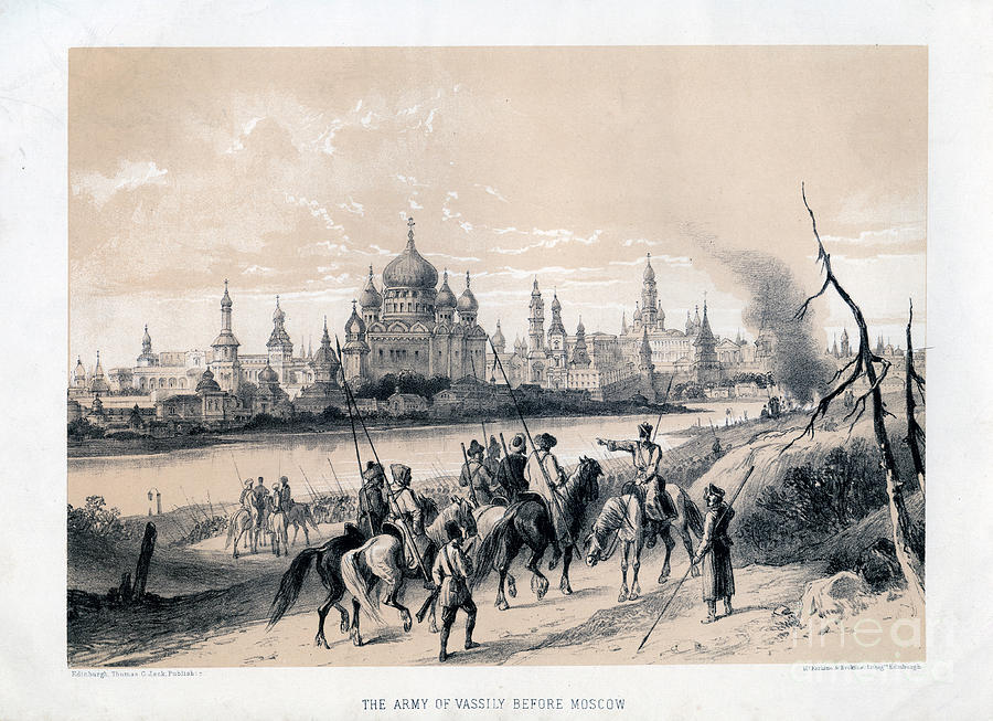 The Army Of Vassily Before Moscow, 19th Drawing by Print Collector