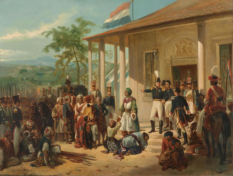 The Arrest of Diepo Negoro by Lieutenant-General Baron De Kock. Painting by Nicolaas Pieneman -1809-1860-
