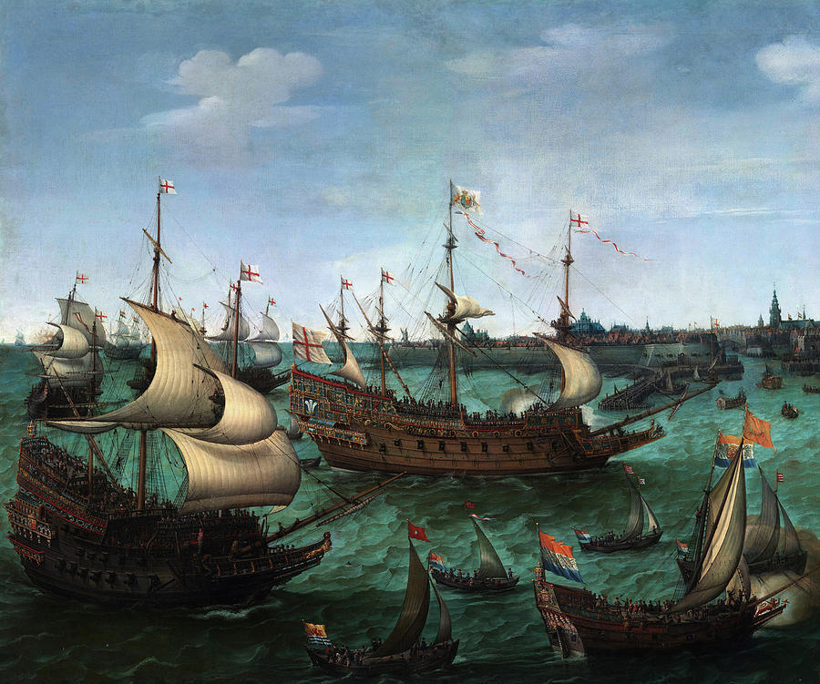 Hendrick Cornelisz Vroom Painting - The Arrival Of Frederik V Of The Palantine And Elizabeth Stuart In Flushing On 29 April 1613, 1623 by Hendrick Cornelisz Vroom Hendrick Cornelisz Vroom Painting - The Arrival Of Frederik V Of The Palantine And Elizabeth Stuart In Flushing On 29 April 1613, 1623 by Hendrick Cornelisz Vroom