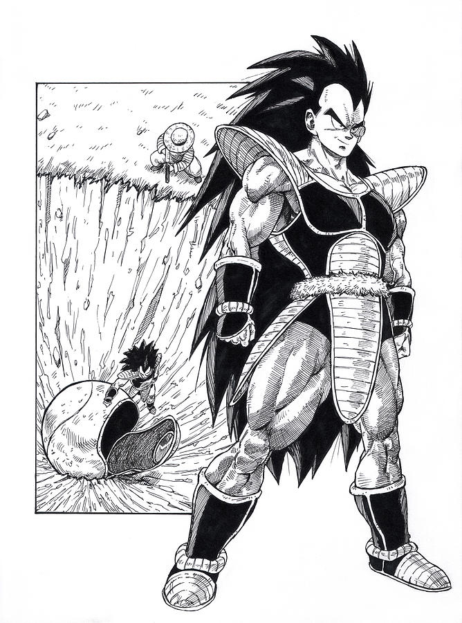 The arrival of Raditz Drawing by Darko Babovic