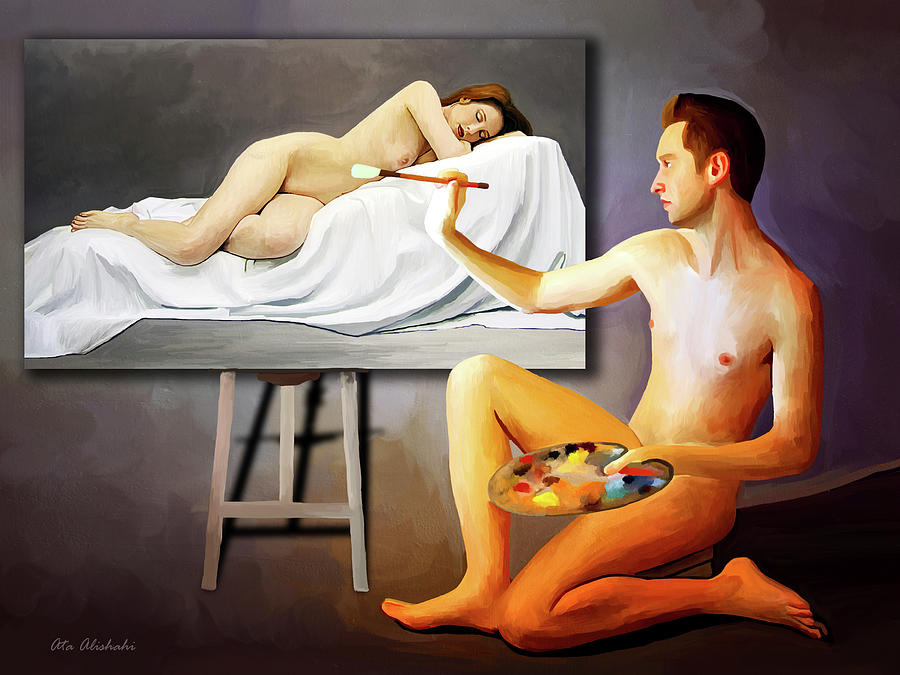 Nude Mixed Media - The Artist by Ata Alishahi