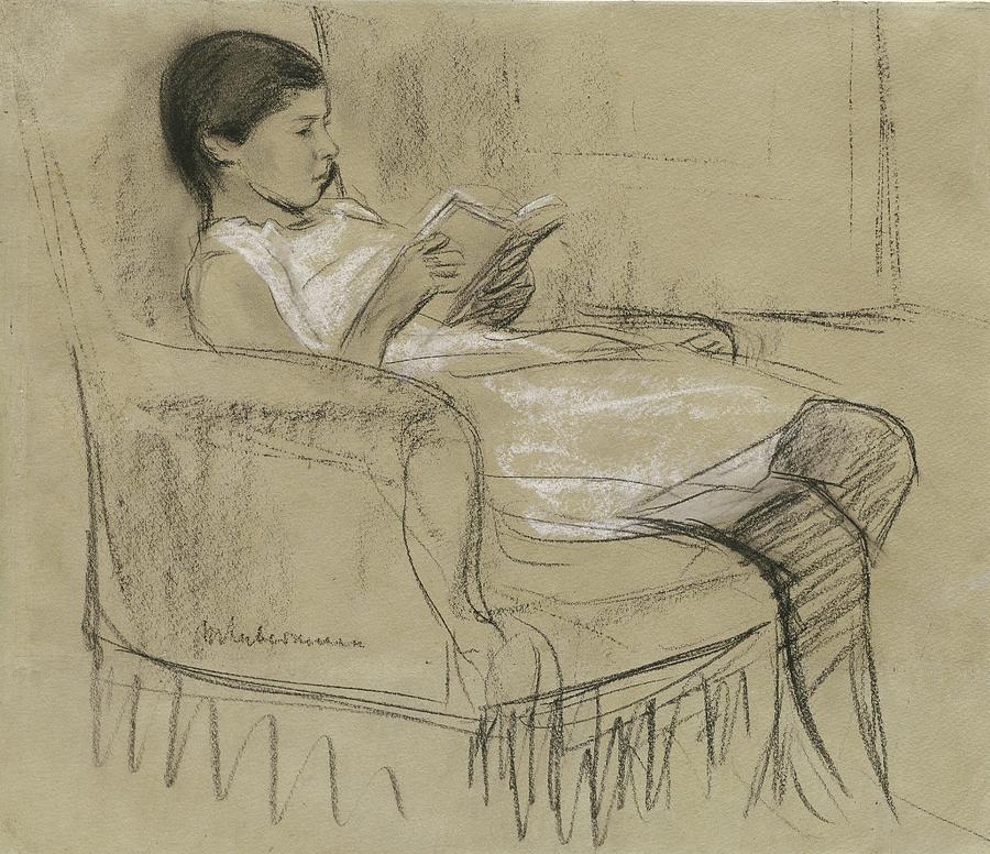 The Artist?s Daughter Kathe Reading In A Chair Drawing by Max ...