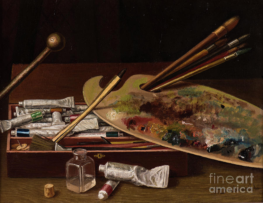 Brush Painting - The Artists Palette, 1880 by Victor Dubreuil