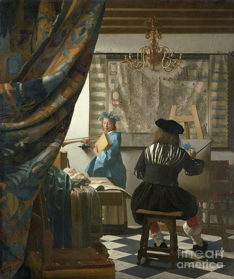 The Artists Studio, C.1665-66 (oil On Canvas) Painting by Jan Vermeer