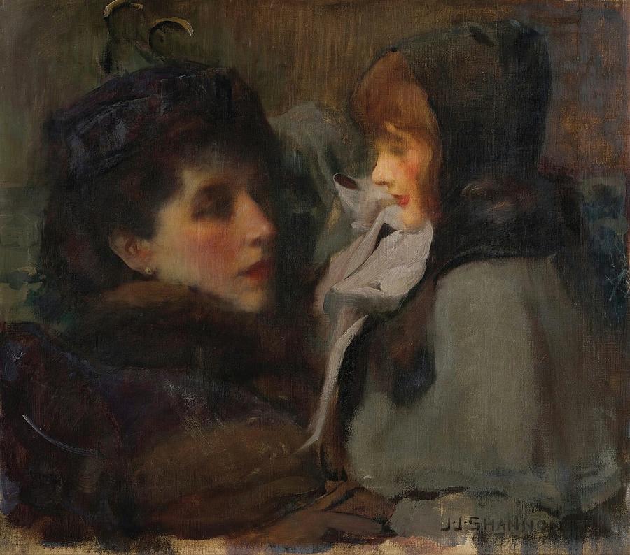 The Artists Wife And Daughter Painting by James Jebusa Shannon The Artists Wife And Daughter Painting by James Jebusa Shannon