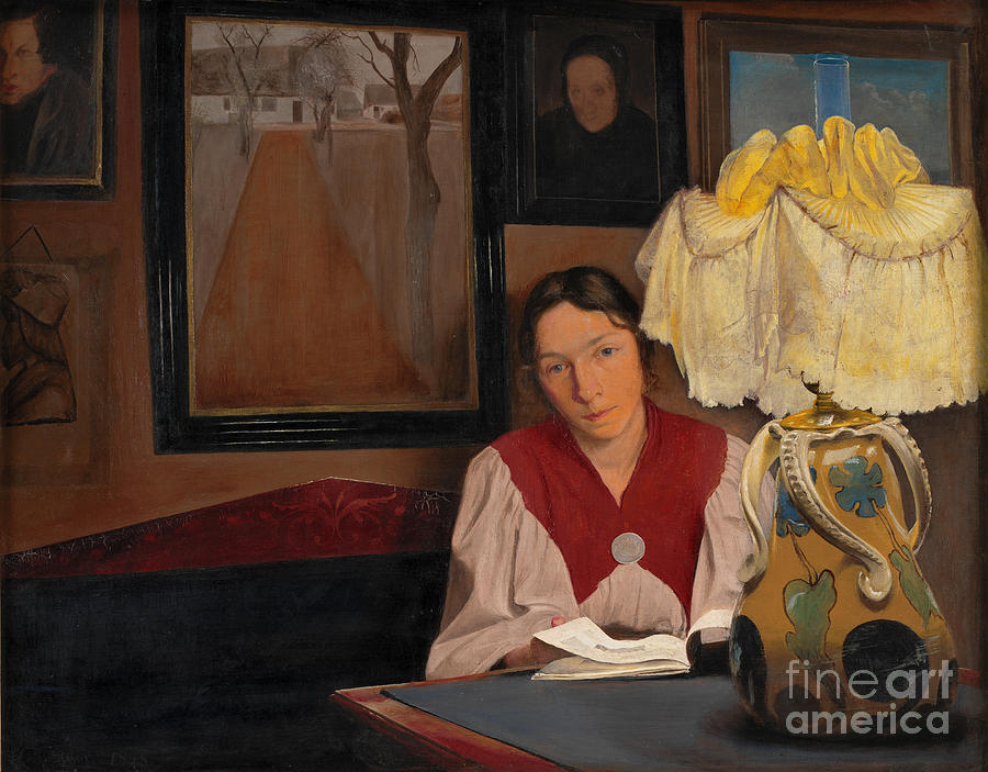 The Artists Wife By Lamplight Drawing by Heritage Images