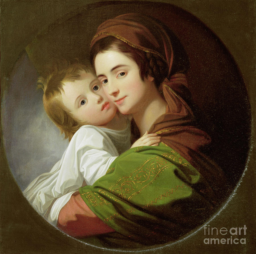 The Artists Wife, Elizabeth, And Their Son Raphael, C.1773 Painting by Benjamin West