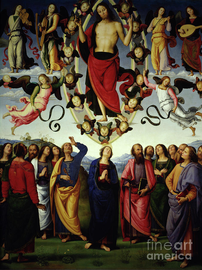 Madonna Painting - The Ascension Of Christ Jesus Christ Is Represented In A Mandorla by Pietro Vannucci Dit Il Perugino