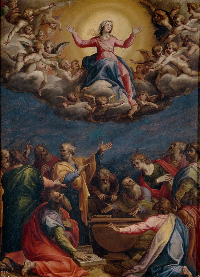 The Assumption of the Virgin Mary, Second half 16th century, Ita... Painting by Federico Zuccari -c 1540-1609-