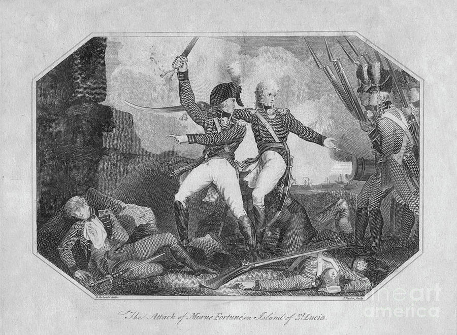 The Attack Of Morne Fortune In Island Drawing by Print Collector