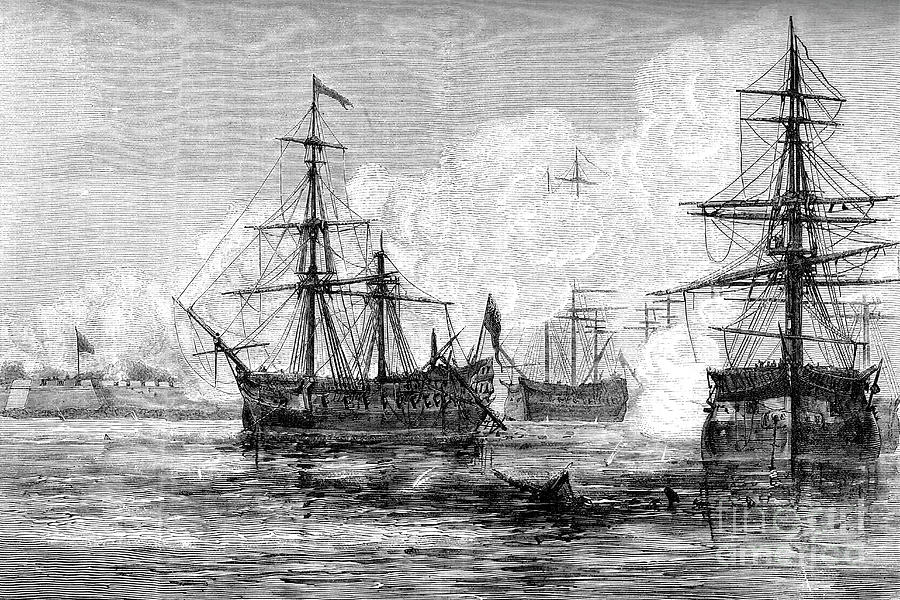 The Attack On Sullivans Island, South Drawing by Print Collector
