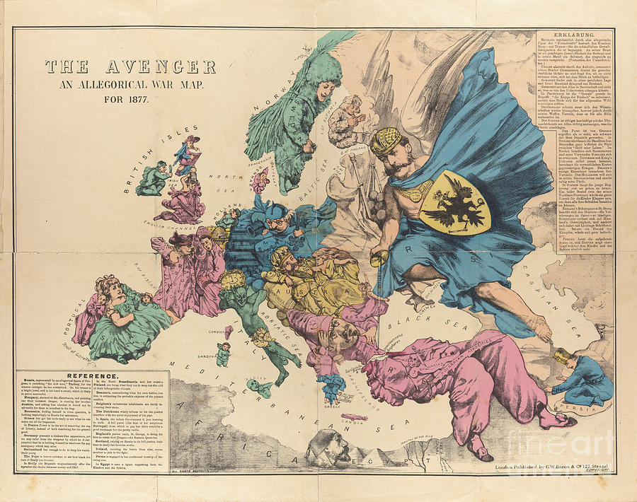 The Avenger An Allegorical War Map Drawing by Heritage Images