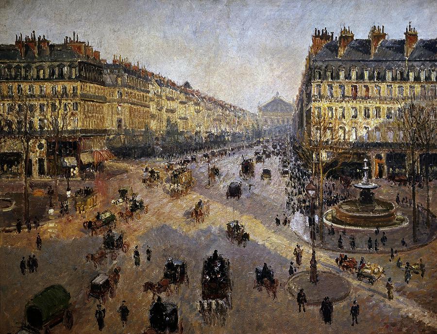 The Avenue de LOpera, Paris, Sunlight, Winter Morning - ca. 1880 - 73x91 cm - oil on canvas. Painting by Camille Pissarro -1830-1903-