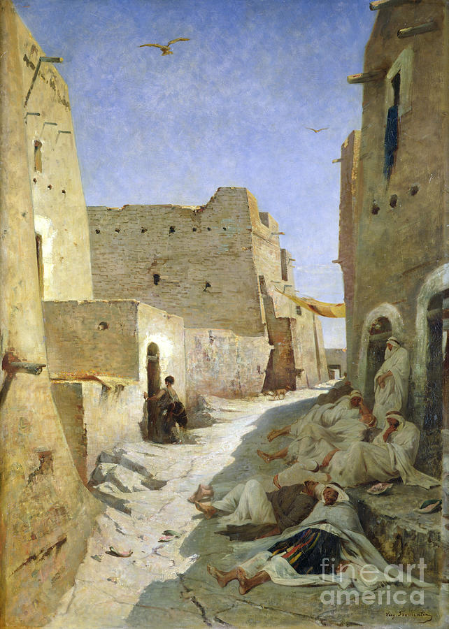 The Bab-el-gharbi Road, Laghouat, 1859 Painting by Eugene Fromentin
