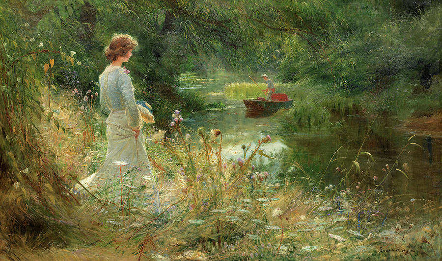 Flower Painting - The Backwater by Charles William Wyllie
