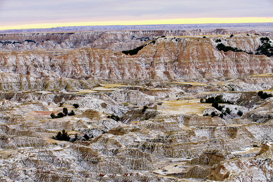 The Badlands in Snow Photograph by Jim Thompson