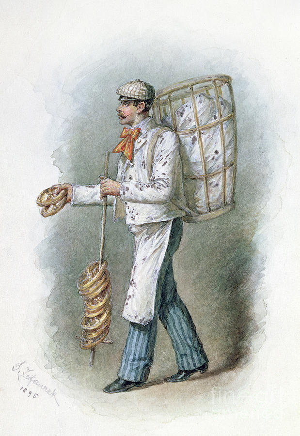 Pretzel Painting - The Baker, 1895 by Gustav Zafaurek