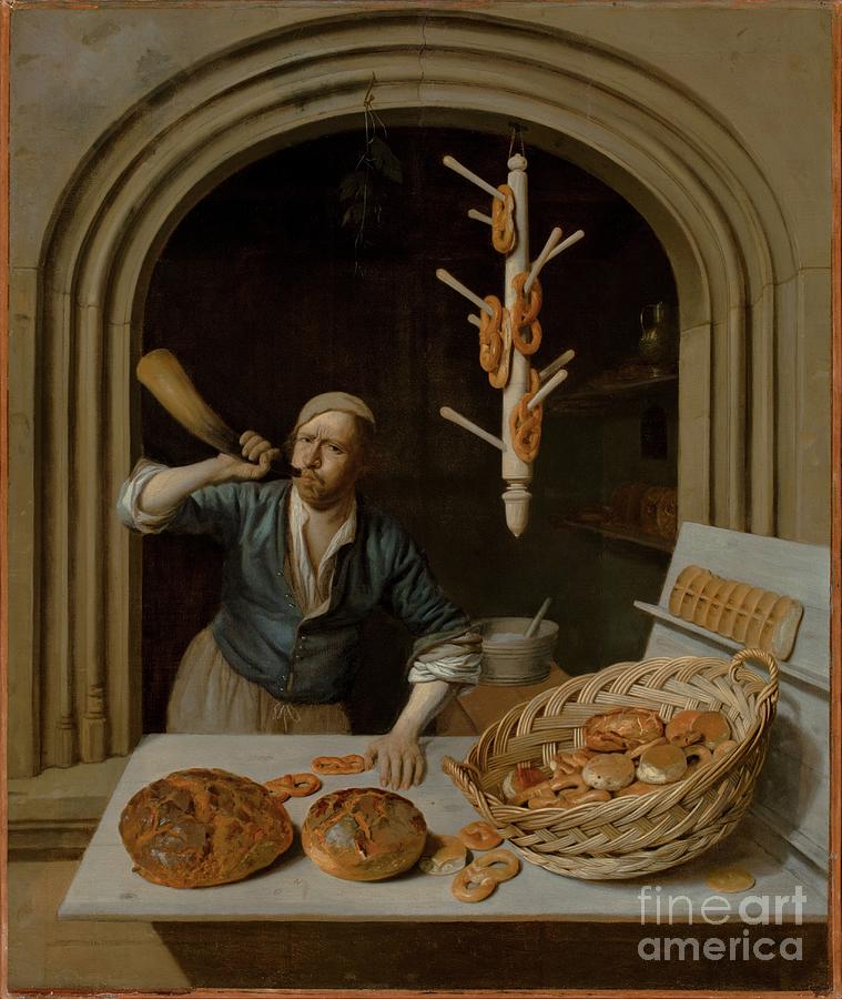 Pretzel Photograph - The Baker, C.1681 by Job Berckheyde