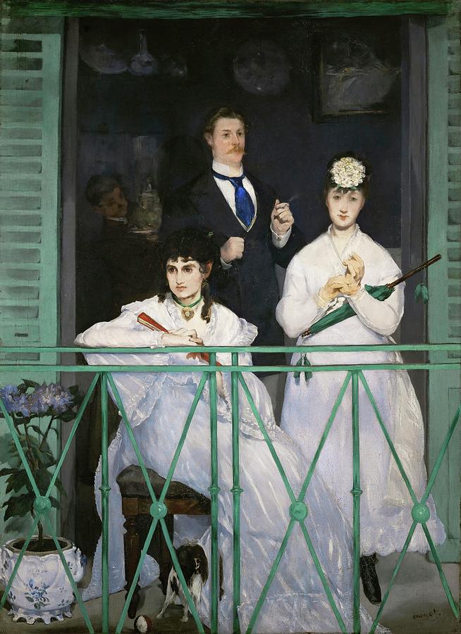 The Balcony. Berthe Morisot, the violinist Fanny Claus and he painter Antoine Guillemet. 1868-69. Painting by Edouard Manet -1832-1883-