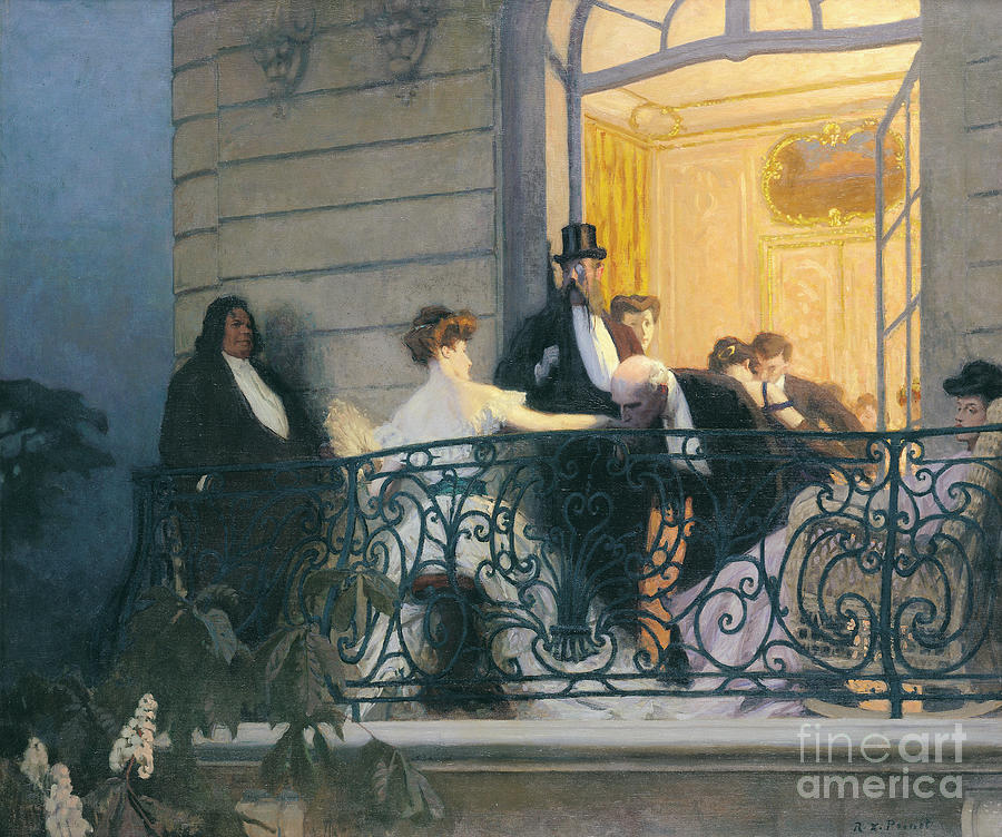 Vintage Painting - The Balcony  by Rene Francois Xavier Prinet