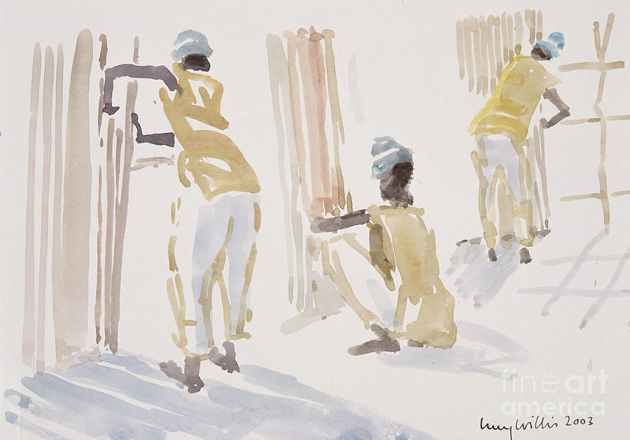 The Bamboo Fence, Senegal, 2003 Painting by Lucy Willis