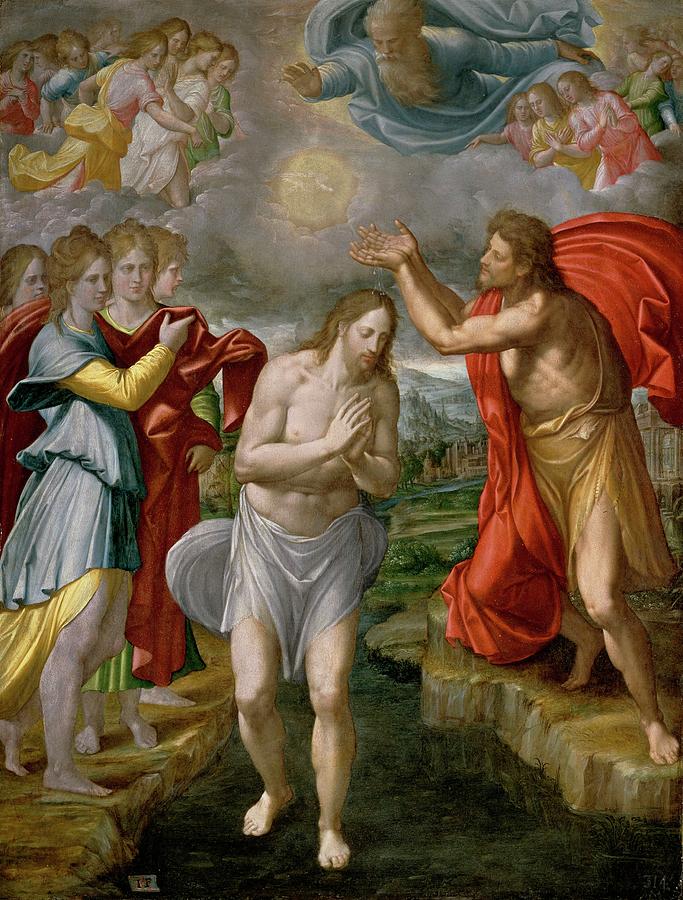 'The Baptism Of Christ ', Ca. 1567, Spanish School, Oil On ... Painting ...