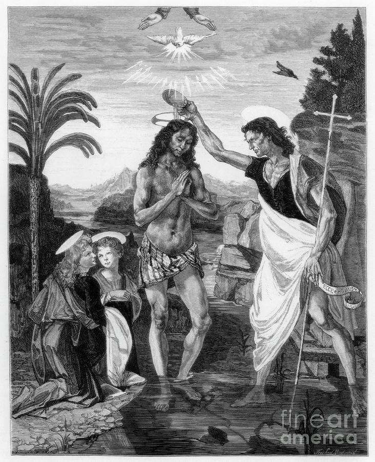The Baptism Of Christ, 1472-1475 1870 Drawing by Print Collector