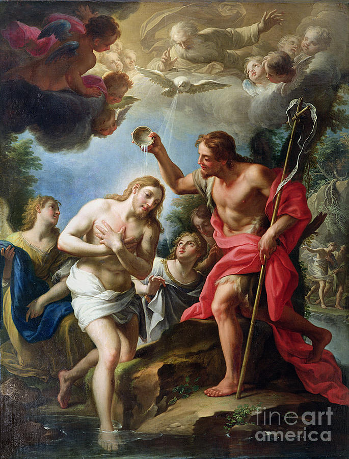 The Baptism Of Christ, 1723 Painting by Francesco Trevisani