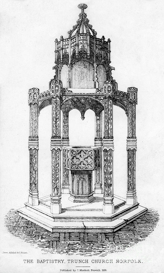 The Baptistry, Trunch Church, Norfolk Drawing by Print Collector