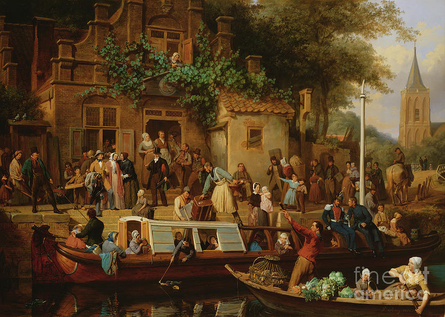The Barges In Utrecht, 1853 Painting by Valentin Bing