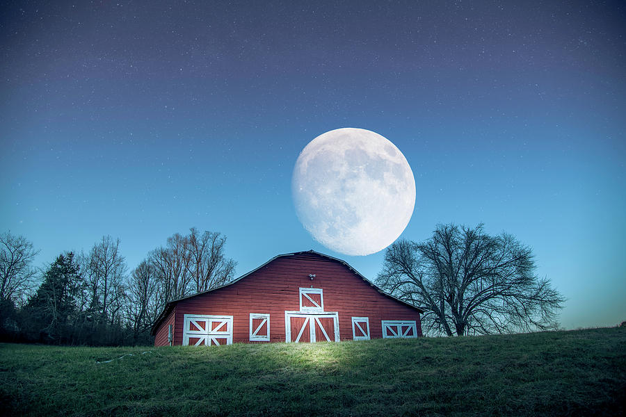 The Barn And The Full Moon Photograph