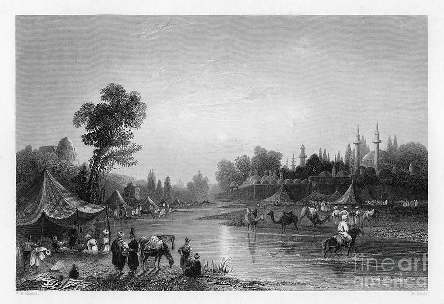 The Barrada River, The Ancient Pharpar Drawing by Print Collector