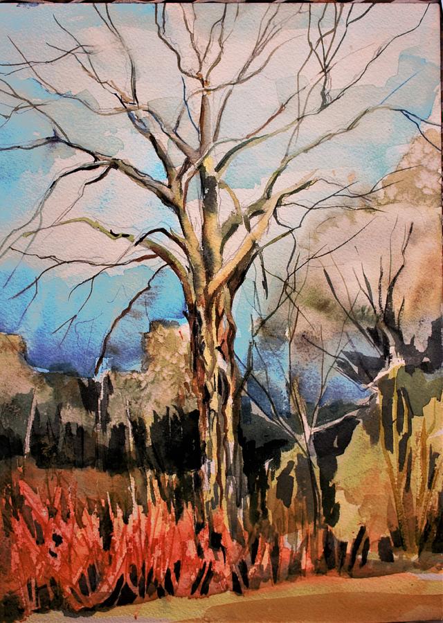 Fall Painting - The Barren Tree by Mindy Newman