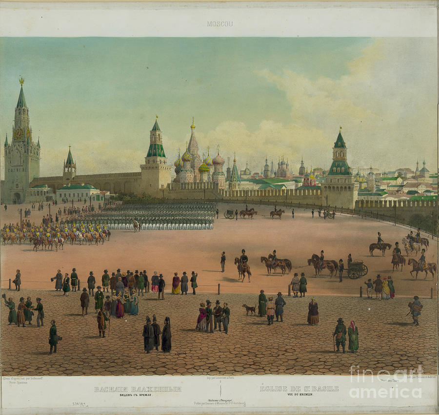 The Basil Cathedral At The Red Square Drawing by Heritage Images