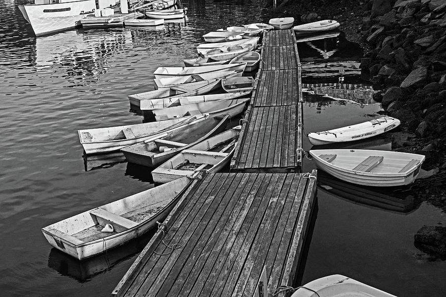 The Basin Ogunquit Maine Boats Perkins Cove Black and White Photograph by Toby McGuire