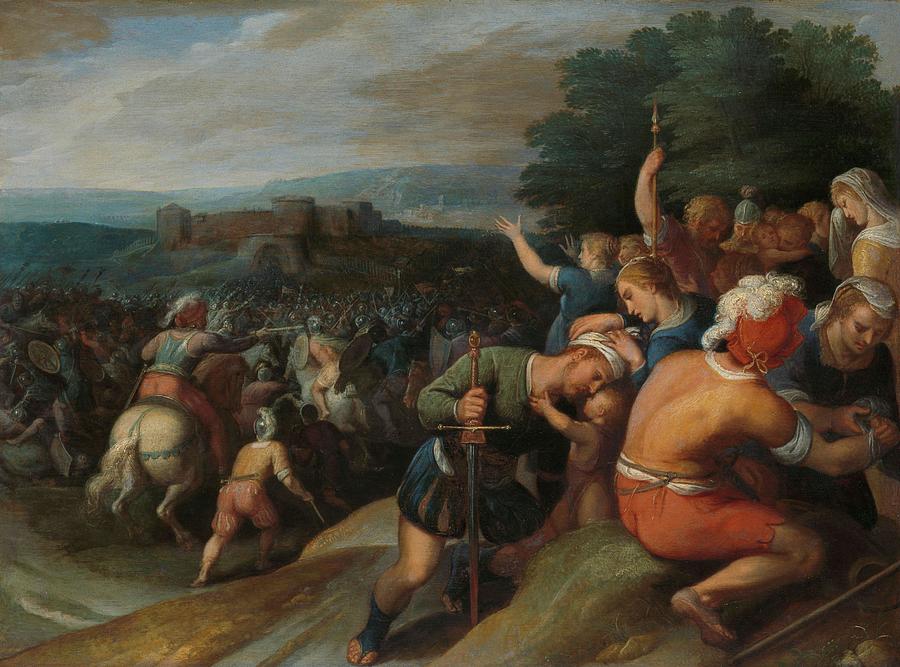 The Batavians Surround the Romans at Vetera. Claudius Civilis Blockades the Romans in Vetera Cas... Painting by Otto Van Veen