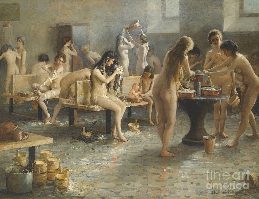 The Bath House. Artist Plotnikov Drawing by Heritage Images