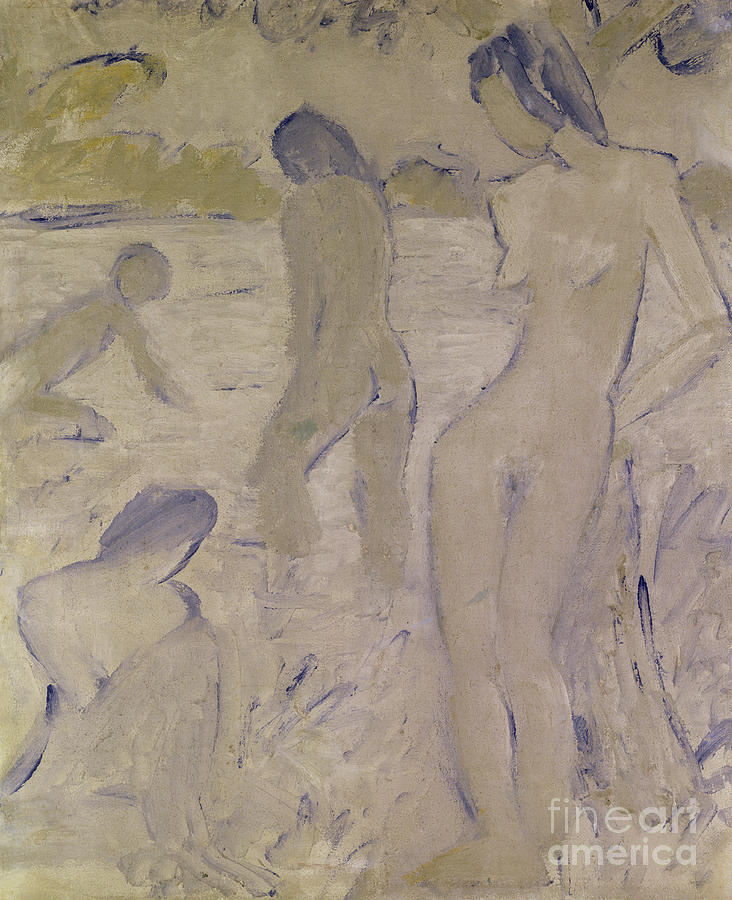 The Bathers, 20th century by Muller or Mueller Painting by Otto Muller