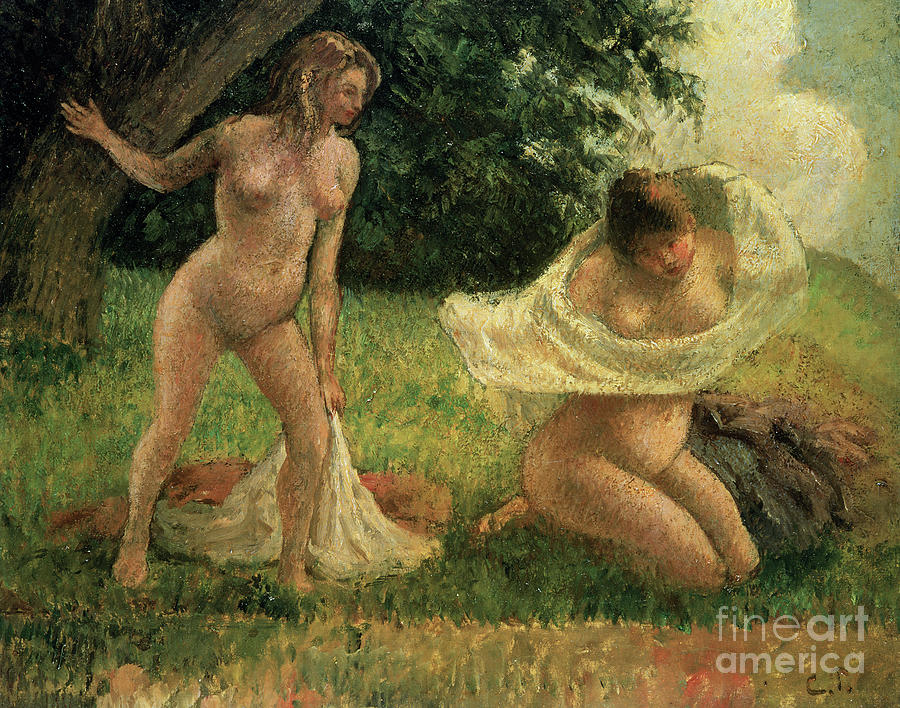The Bathers Painting by Camille Pissarro