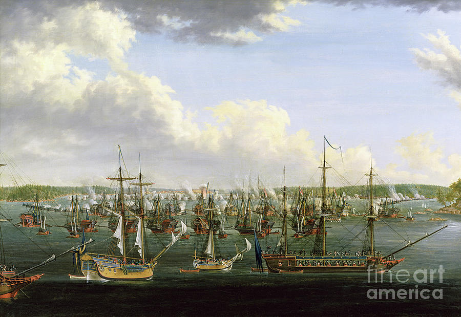 The Battle At Fredrikshamn, 15 May 1790 Painting by Johan Tietrich Schoultz
