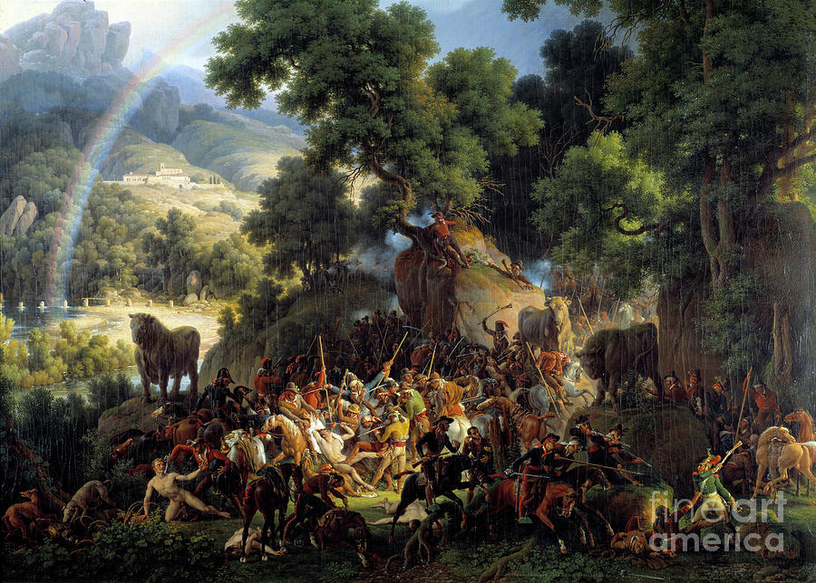 Vintage Painting - The Battle Of Guisando, At The Passage Of The Avis Pass In The Mountains Of Guadarrama by Louis Francois Lejeune